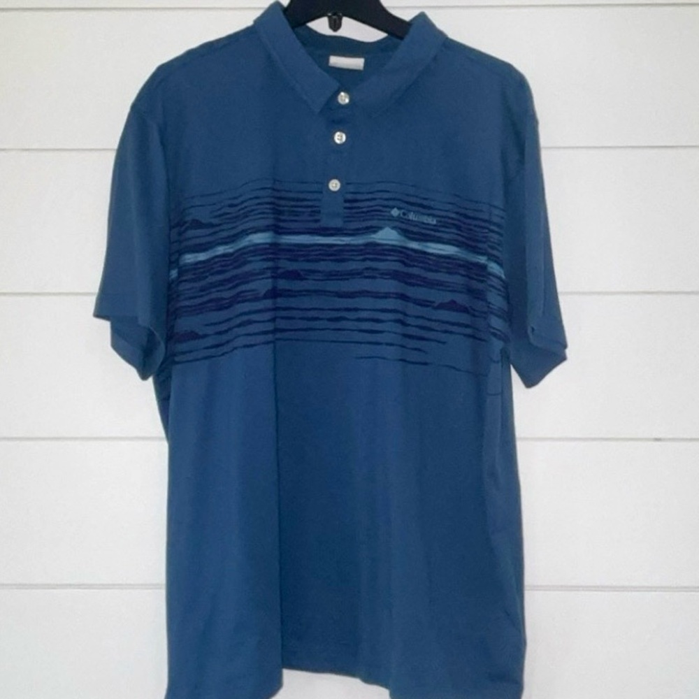 Columbia Men’s Navy & Teal Striped Short-Sleeve Polo